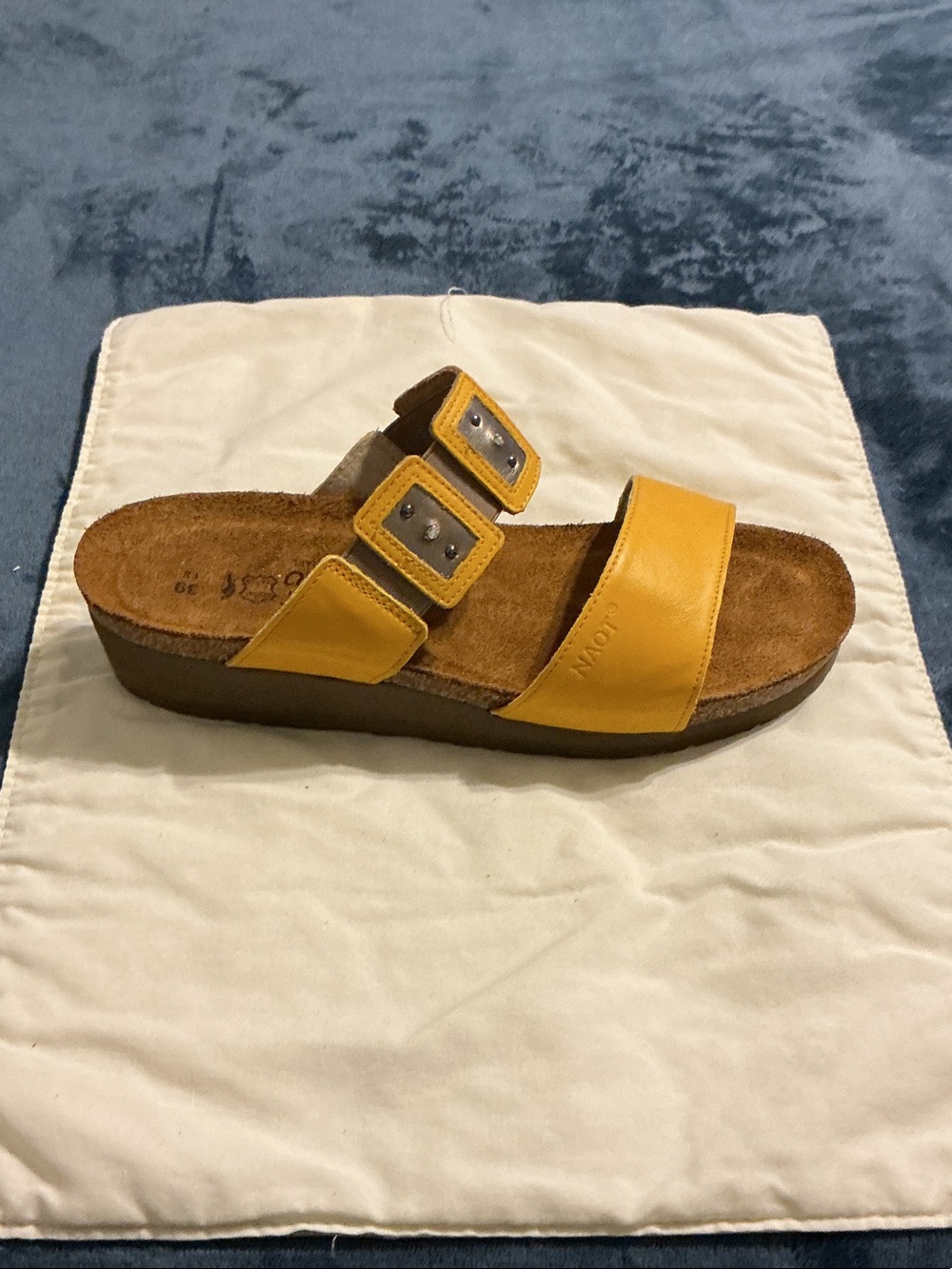 Naot Yellow Double Buckle Slide Sandal